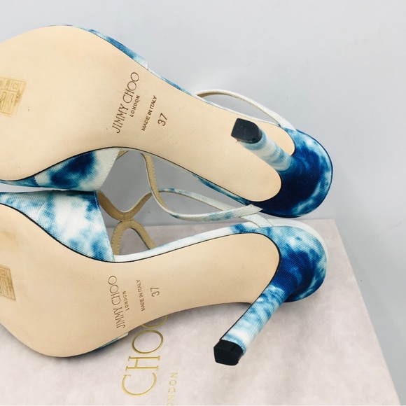 Jimmy Choo ANISE 95 Marbled Denim Women’s heel sandals Size EU 37 US 7 Medium - Picture 13 of 16